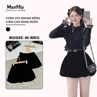  Chân váy nhung MunMiu 2 lớp có bảo hộ dáng ngắn váy nhung bồng lưng cao phong cách Hàn Quốc 5502 