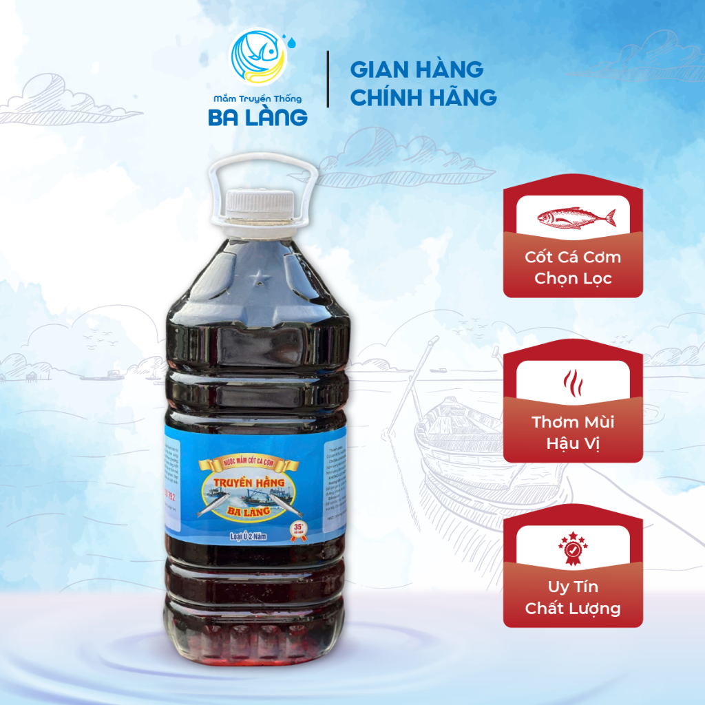 [ MỞ BÁN ] Nước Mắm Cá Cơm Ủ 2 Năm Nguyên Chất - Mắm Truyền Thống Ba Làng -  Can 5Lit