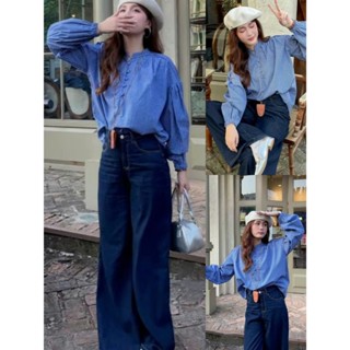 Áo sơ mi nữ A.705, Áo sơ mi cổ tàu dáng vừa tay dài bo chun phối cúc bọc cùng màu basic, dễ phối đồ - Shop Chấm Bi