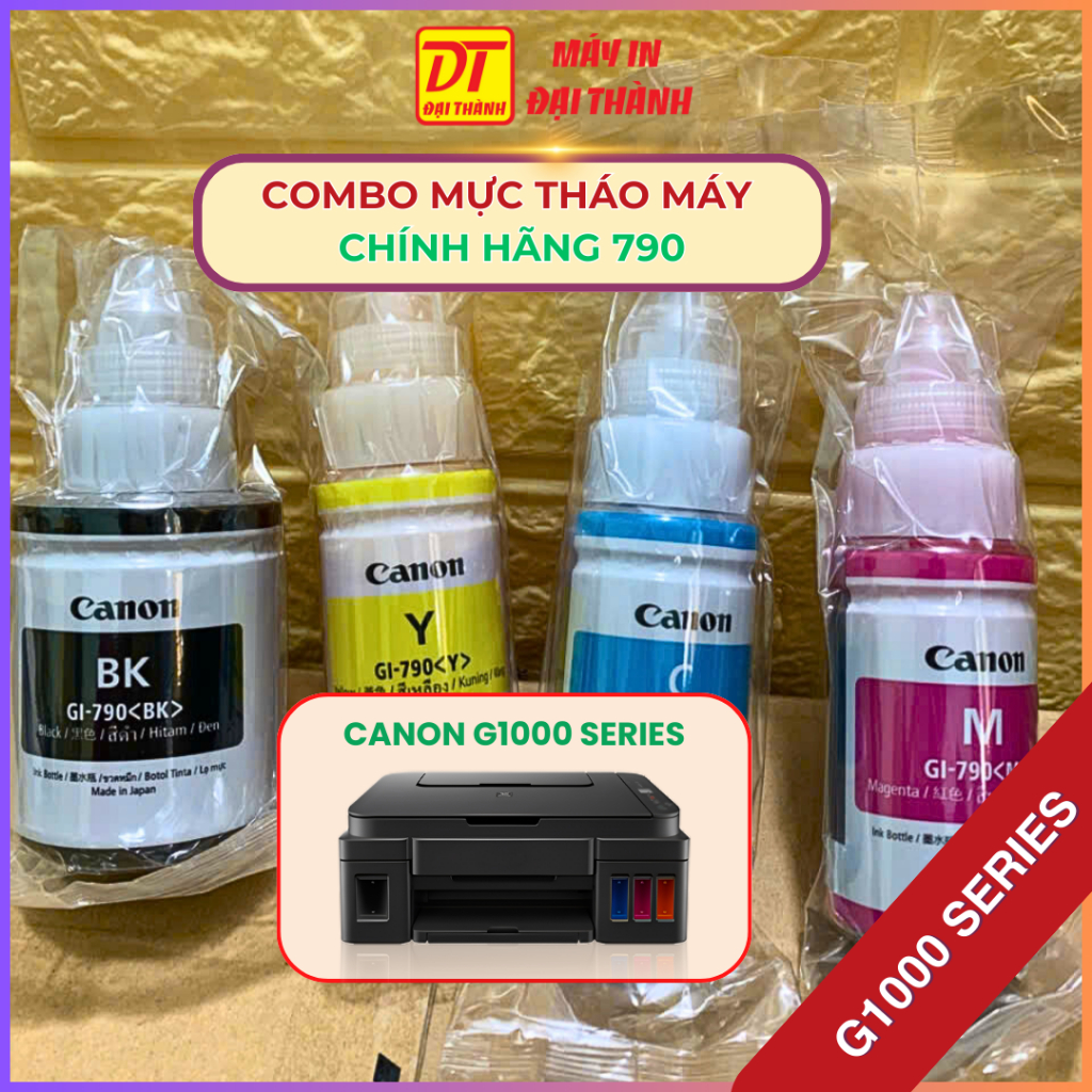 Combo Mực In Canon GI 790 Tháo Máy Chính Hãng 4 Chai - Dòng Canon Canon G1000, G2000, G3000, G4000