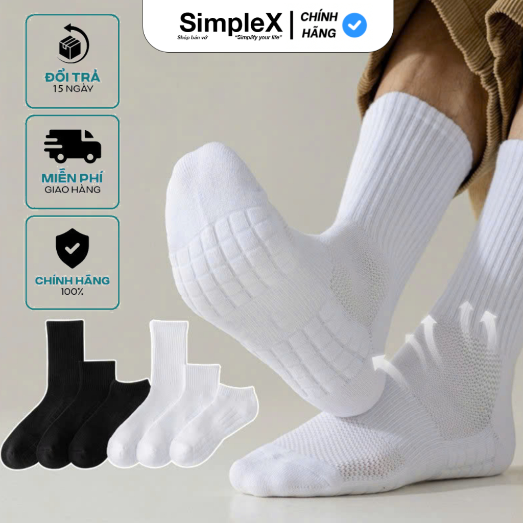 [SET 10] Tất Thể Thao Cao Cấp SimpleX Sport Chống Trơn Trượt, Đệm Xù Êm Chân, Thoáng Khí | SPX/T04