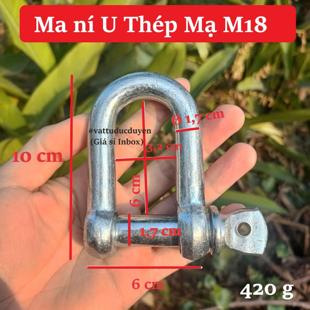 Ma ní chữ U thép mạ Ø [ 18 mm ]