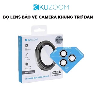  Lens Bảo Vệ Ống Camera Có Khung Trợ Dán Chính Hãng KUZOOM Dùng Cho Iphone-Viền Nhôm,Mặt Cường Lực 