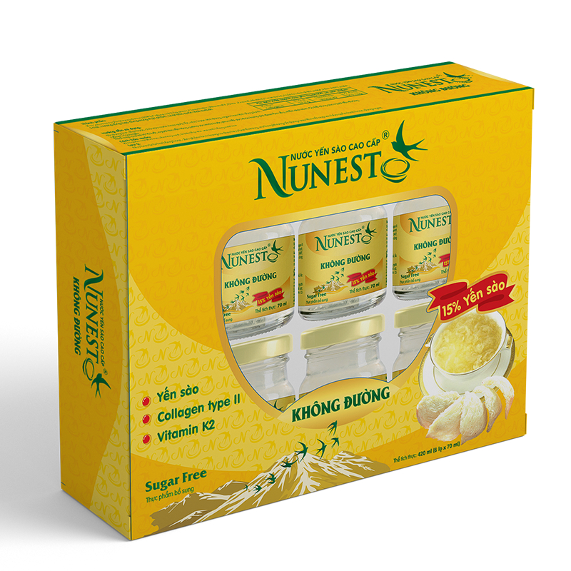 Hộp Nước yến Nunest không đường hộp 6 lọ (70ml/lọ)