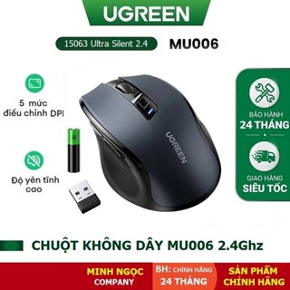 Chuột không dây chính hãng Ugreen 15063 ( MU006 ) Ultra Silent Click 2.4Ghz, Chuột công thái học 5 cấp độ 4000DPI