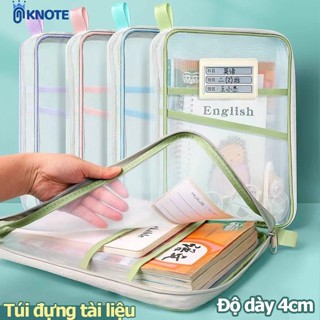 Túi đựng tài liệu KNOTE hộp bút bóp lưới chứa mỹ phẩm đồ dùng cá nhân khổ a4 siêu to khóa kéo mượt