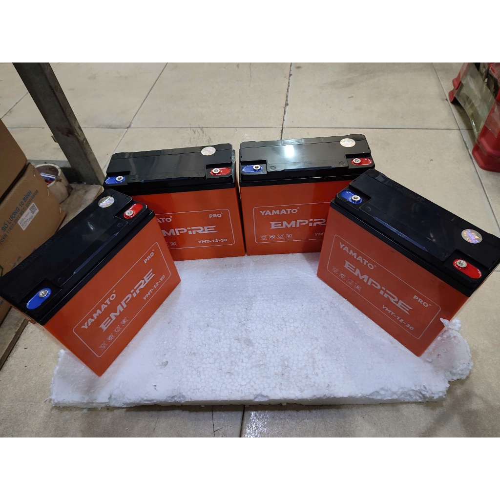 Bộ 4 ắc quy xe máy điện 48V-30Ah YAMATO PRO dòng ắc quy cao cấp nặng cân