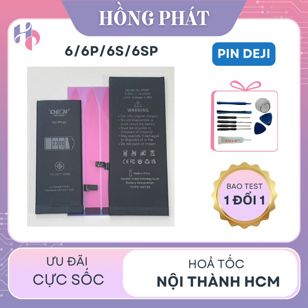 Pin Deji  Dung Lượng Cao dành cho  6/  6 DLC /6S /6S DLC/ 6P /6PLDC /6S plus /6s plus DLC (TẶNG KÈM 