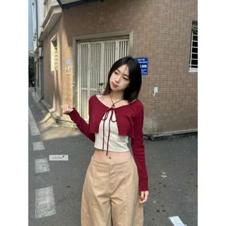 Galina Set - Set áo 2 dây phối áo cardigan kiểu croptop tay dài nhiennhienvintage SET34