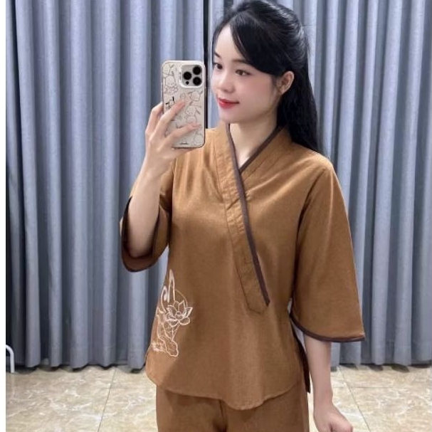 Set bộ nữ xéo nhật An linen đồ lam nữ có nhiều màu