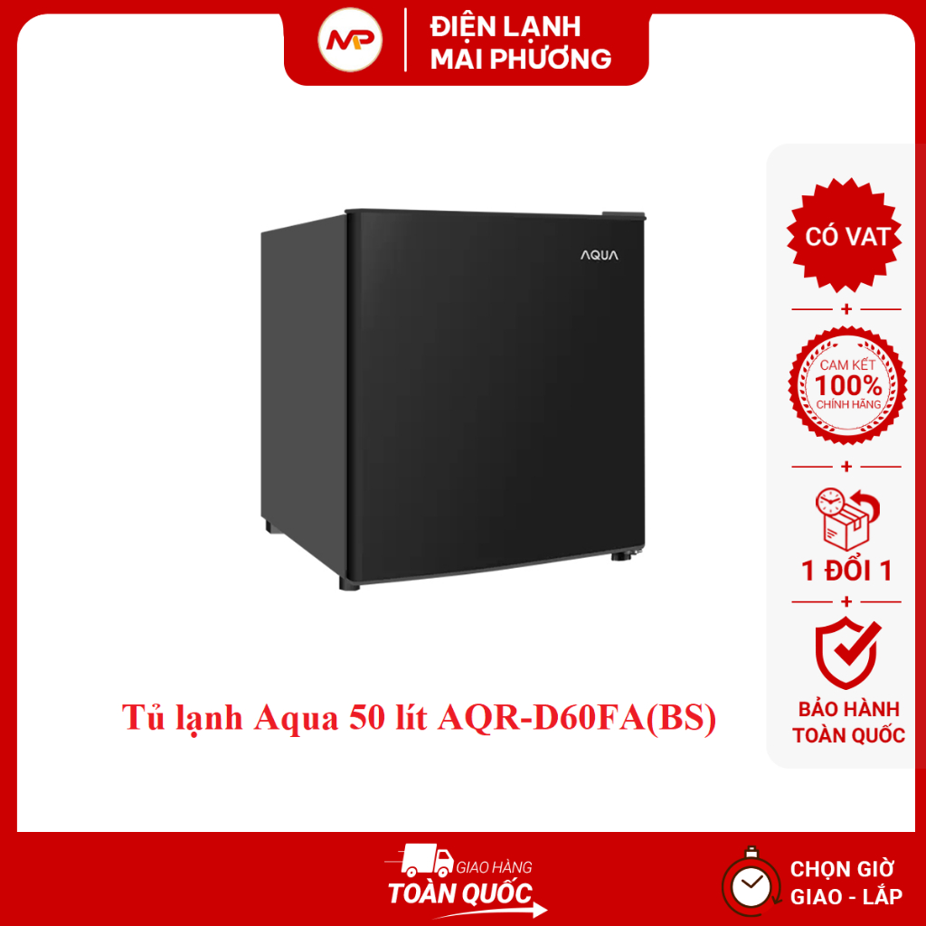 [SHIP HỎA TỐC HN] Tủ lạnh Aqua 50 lít AQR-D60FA(BS) - (Bảo hành 24 tháng)