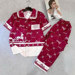 Đồ bộ Pijama cổ sen lụa xước cao cấp