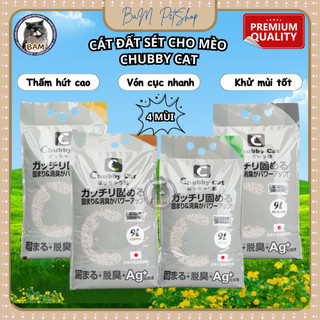 Cát vệ sinh cho mèo, Cát mèo Chubby Cat khử mùi cao cấp than hoạt tính chất lượng cao túi 9L - 4,5kg