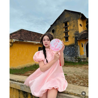 ĐẦM DOLL ĐÍNH HOA BÊN VAI