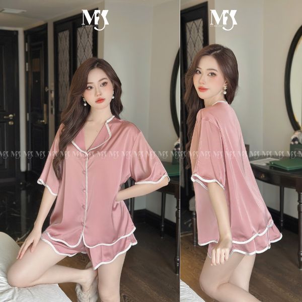 Đồ Ngủ Pijama Bigsize MIKY, Đồ Ngủ Bigsize lụa Latin cao cấp mềm mại xinh xắn < 80KG viền trắng | BigBuy360 - bigbuy360.vn