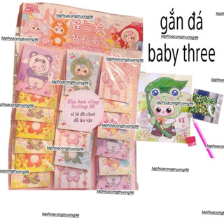 Vỉ 20 tranh gắn đá baby three bé ba đồ chơi cho bé siêu hót