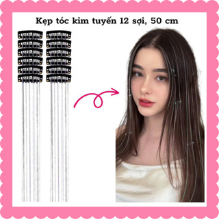 Kẹp tóc kim tuyến, tóc light kim tuyến 12 sợi, 50 cm T25