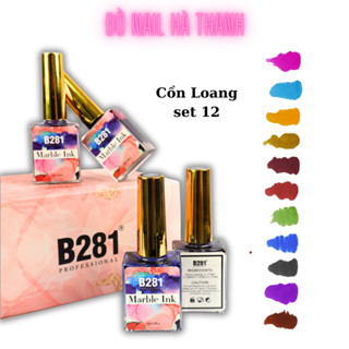 Set Cồn Loang Nail 12 Chai , Gel Loang B281 Marble Ink 12 Màu ( Độ đặc gấp 3 lần )