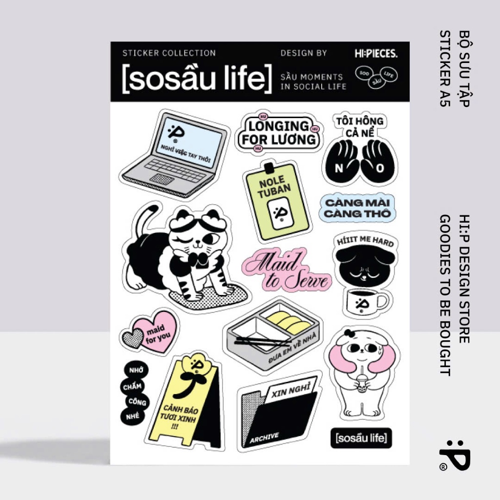 Set Sticker BST So Sầu Life HI PIECES Bộ nhãn dán 14 hình nhỏ