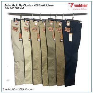  Quần Kaki 1 Ly Vĩnh Tiến  100% Cotton Trơn Chất Vải Si Ống Suông Dành Cho Trung Niên 565 Vĩnh Tiến 