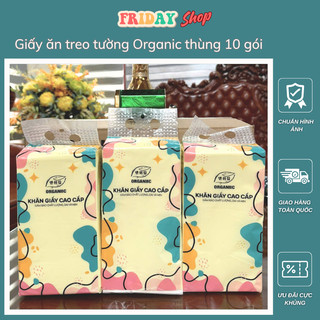   Thùng 10 Gói  Khăn Giấy Ăn Rút Treo Tường Organic Chất Giấy Siêu Dai Đa Năng Và Tiện Lợi Gói 1000 Tờ 