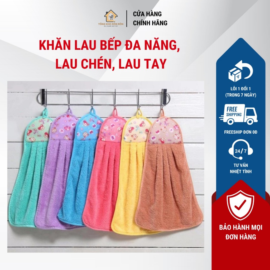Khăn lau chén rẻ, lau bếp, đa năng, khăn lau có móc treo tiện lợi
