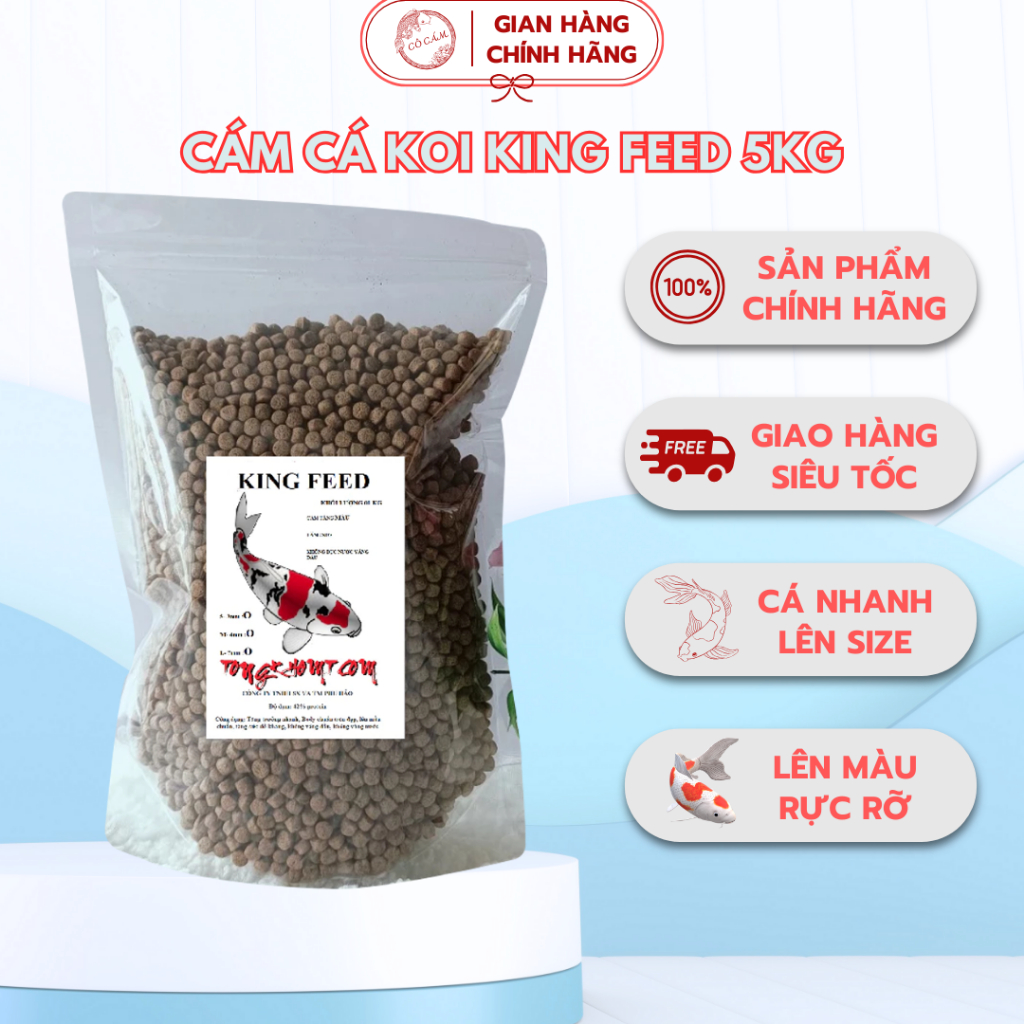 Cám cá koi King Feed [5kg- 5 túi ] HÀNG CHÍNH HÃNG