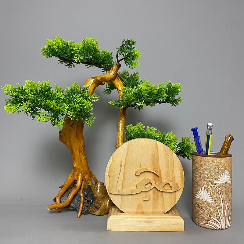 Chữ Lộc Thư Pháp Tâm An Decor HD Gỗ Tự Nhiên Khắc Nguyên Khối