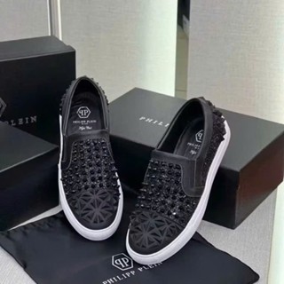 Giày Lười PP Nam Phối Hoạ Tiết Đinh Cực Chất - Full Bộ Giày Slipton Nam PP thời thượng ( Full Box) Lùi 1sz