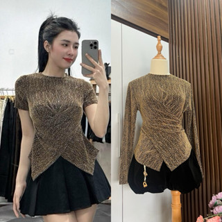 Áo thun kim tuyến tạo thắt eo , phom đẹp tôn dáng , dài tay và ngắn tay#áo #aothun #thoitrangnu