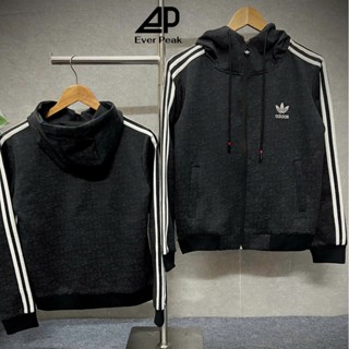 ÁO KHOÁC ADDIDAS PHỐI 3 SỌC TAY CAO CẤP MÀU XÁM LÔNG CHUỘT