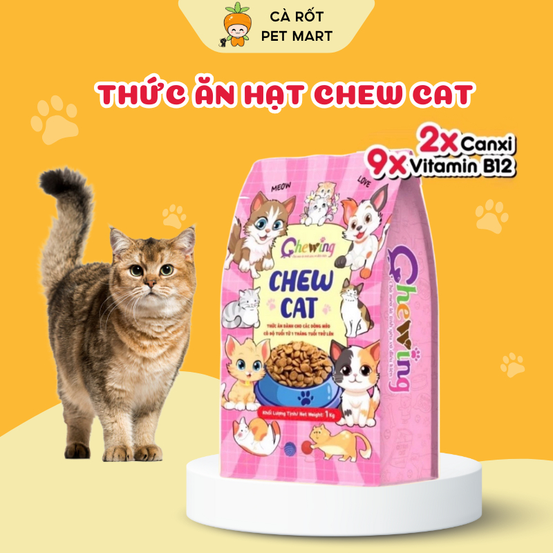 2 Kg Hạt cho mèo Chew Cat thức ăn hạt chứa dầu cá hồi bổ sung omega 3 và 38 dưỡng chất cần thiết