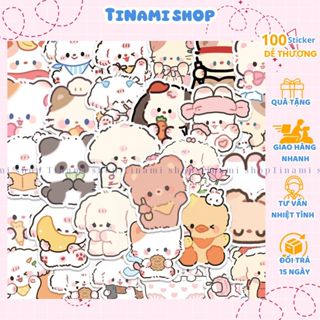 Set 100 sticker động vật nhỏ dễ thương trang trí kích thước 3-4cm hình dán cắt sẵn có keo