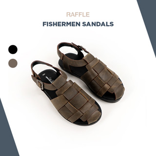 Dép Rọ Nam Raffini Fisherman Sandal Màu Xám Xanh Da Bò Thật Đế Đúc Cao Su Chống Trượt