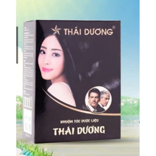nhuộm tóc thảo dược màu đen, nhuộm phủ bạc hộp 5 gói - Sao Thái Dương
