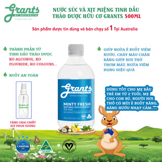  Nước súc miệng tinh dầu thảo dược Grants  500 ml Cho viêm nướu hôi miệng ê buốt răng sát khuẩn 