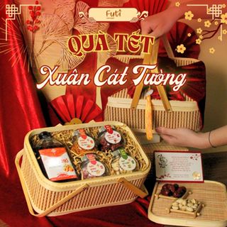 [HỎA TỐC] Set Quà Tết Đan Tre Sang Trọng, Giỏ Quà Tết Mix Hạt Mứt Tặng Người Thân, Bạn Bè, Đối Tác