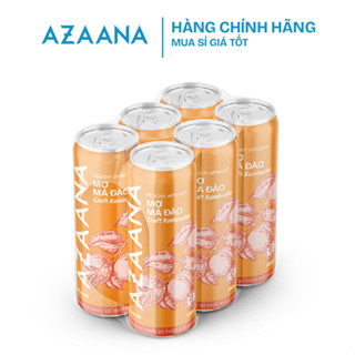 [Toàn quốc] Lốc 6 lon trà Azaana KOMBUCHA vị Mơ má đào (330ml/lon) Nước Trà lên men tự nhiên