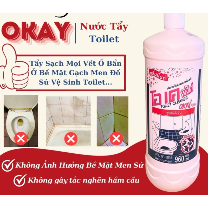 [CHÍNH HÃNG] Nước Tẩy Rửa Toilet Okay Thái Lan 960ml