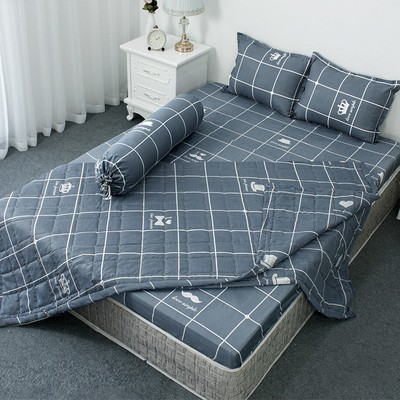 [HÀNG ĐẸP] Chăn Hè Trần Bông Cotton Poly Mẫu Kẻ Râu ghi (Săn mã giảm giá khi ghé thăm shop nha)