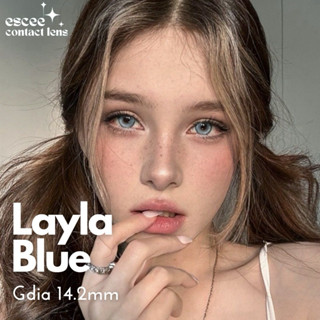  Lens Filter kính áp tròng Layla   Sea Blue xanh biển có viền có vân filter đối xứng giãn tròng 14.2mm độ cận 0 - 7 độ 