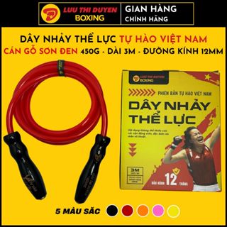 Dây Nhảy Thể Lực Lừu Thị Duyên Boxing - Cán Sơn Đen 3 lớp Phủ PU - Nặng 450g - Dài 3m - Dây Nhảy Thể Dục Võ Thuật
