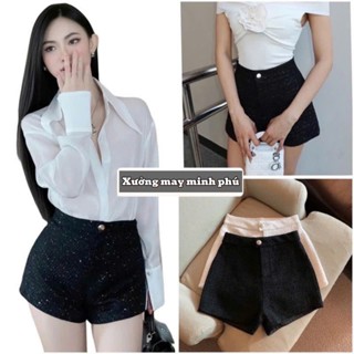  Quần Sooc Dạ Blinh 2 Lớp Phối Nhũ Cạp Cao Tôn Dáng Siêu Xinh 