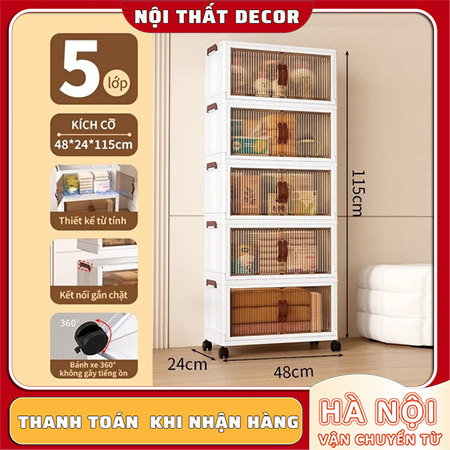 Tủ Đựng Đồ Đa Tầng Tủ Nhựa 48CM Kệ Đựng Đồ Ăn Vặt Kệ Để Đồ Dựa Tường Hộp Đựng Quần Áo Cho Gia Đình