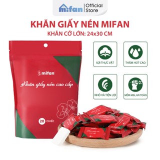 Khăn Giấy Nén Cao Cấp MIFAN - Gói 20 Viên cỡ - Loại Dày 2 Lớp 24x30cm - Mang Đi Du Lịch, Công Tác Tiện Lợi