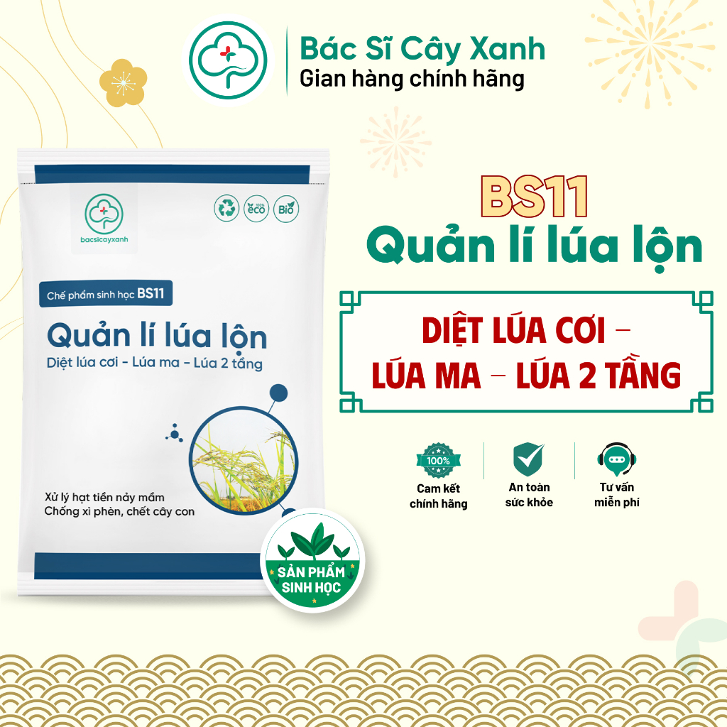 Combo 5 gói xử xử lý lúa lộn, lúa cỏ, lúa 2 tầng BS11 Quản lý lúa lộn NSX Bacsicayxanh