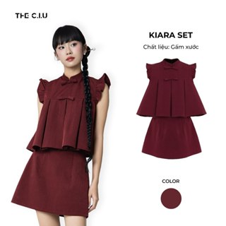 Set chân váy chữ A + áo tay cánh tiên cổ tàu phối nơ THE C.I.U - Kiara Set - MS01