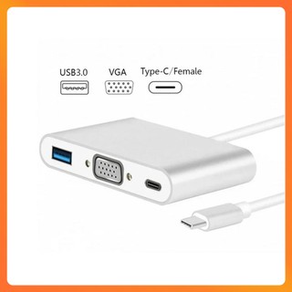 Cáp Chuyển Đổi Type-C To VGA/USB 3.0/Type-C 3 In 1 – Xuất Hình 1080P, Tương Thích Macbook, Laptop