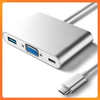 Cáp Chuyển Đổi Type-C To VGA/USB 3.0/Type-C 3 In 1 – Xuất Hình 1080P, Tương Thích Macbook, Laptop