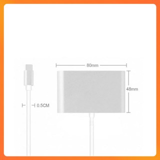 Cáp Chuyển Đổi Type-C To VGA/USB 3.0/Type-C 3 In 1 – Xuất Hình 1080P, Tương Thích Macbook, Laptop